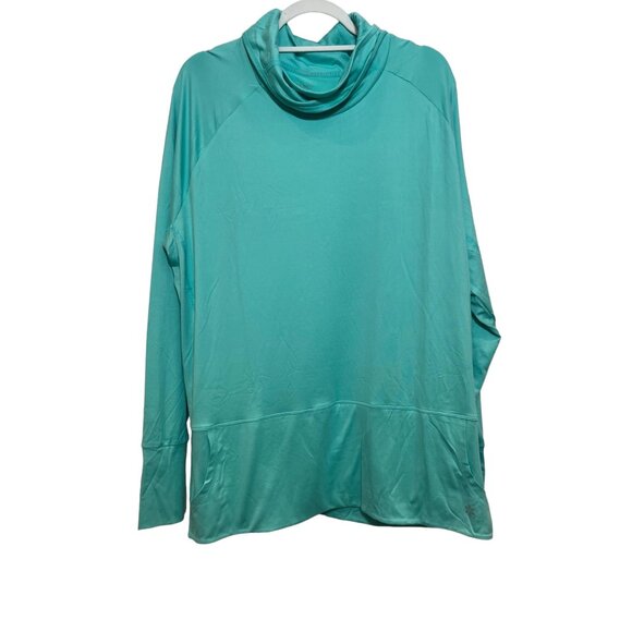 Nine West Sweater Women 2XL Cowl Neck Pullover Sweatshirt Tunic Turquoise Active - Picture 2 of 8